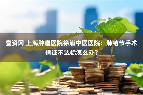 壹资网 上海肿瘤医院徐浦中医医院：肺结节手术指征不达标怎么办？